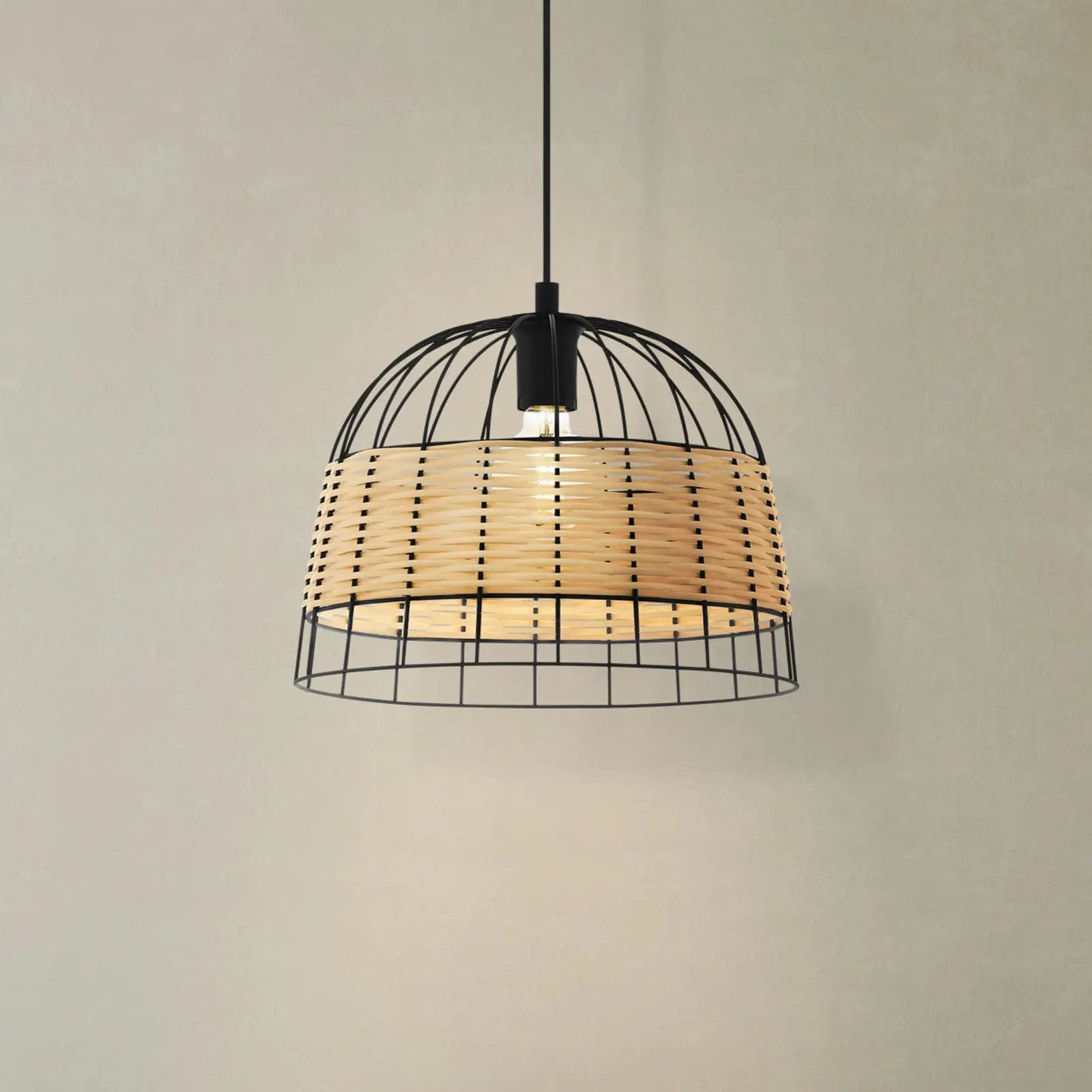Anwick hanging light in steel/rattan, Ø 37 cm