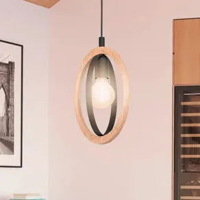 Basildon pendant light made of wood/steel one-bulb