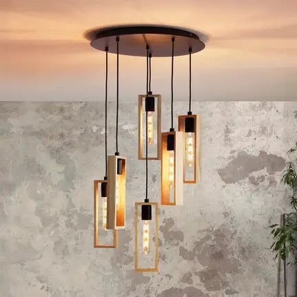 Littleton pendant lamp, six-bulb