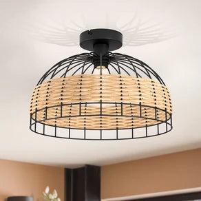 Anwick ceiling light, steel with rattan mesh