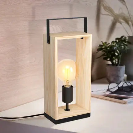 Famborough table lamp with light wood frame