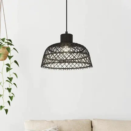 Ausnby hanging light made of wood, black