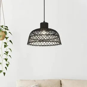 Ausnby hanging light made of wood, black