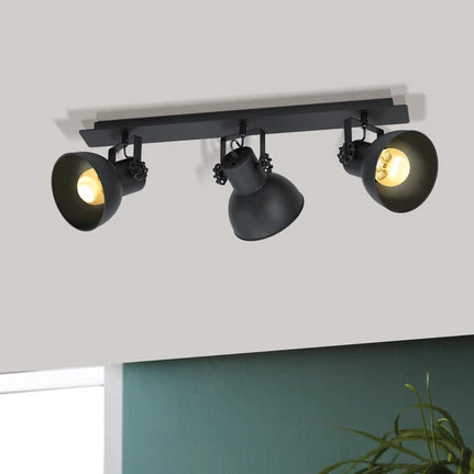 Barnstaple ceiling spotlight, black, 3-bulb
