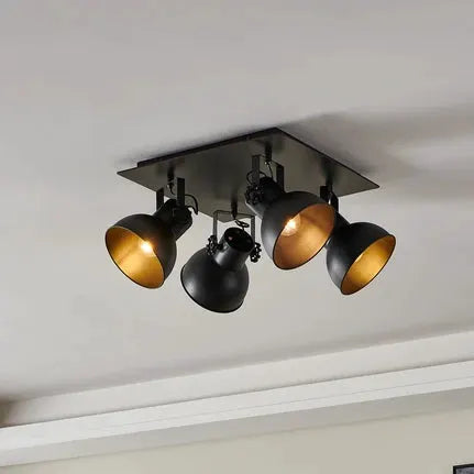 Barnstaple ceiling spotlight, black, 4-bulb