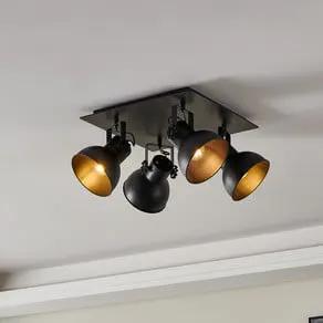Barnstaple ceiling spotlight, black, 4-bulb
