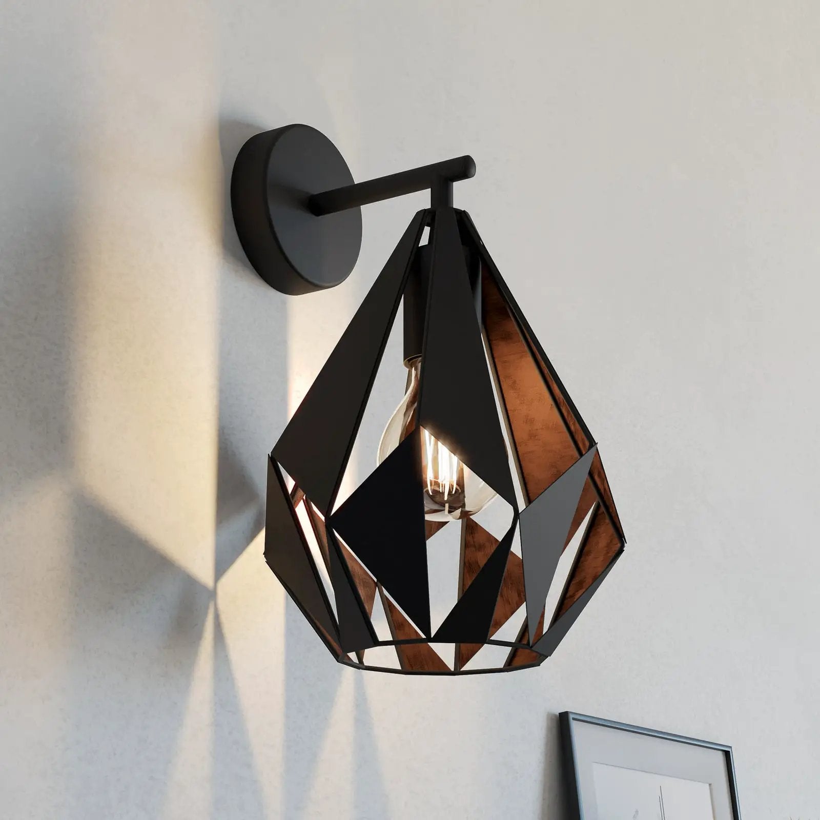 Carlton wall light, black/copper
