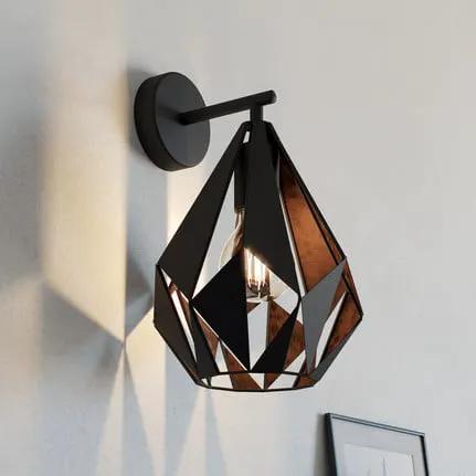 Carlton wall light, black/copper