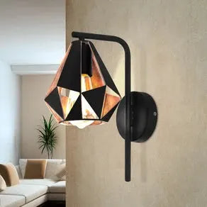 Carlton wall light, black/copper with boom
