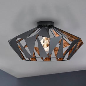 Carlton ceiling light, Ø 47 cm, black/copper