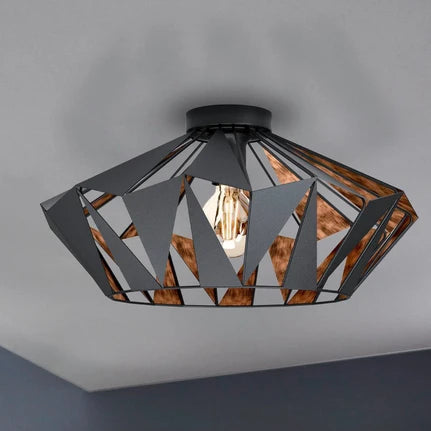 Carlton ceiling light, Ø 47 cm, black/copper