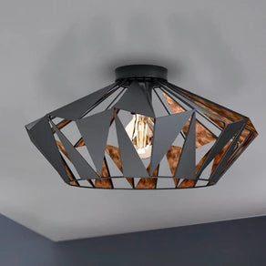 Carlton ceiling light, Ø 47 cm, black/copper