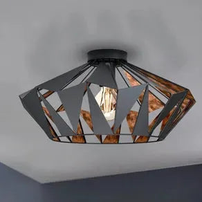 Carlton ceiling light, Ø 47 cm, black/copper