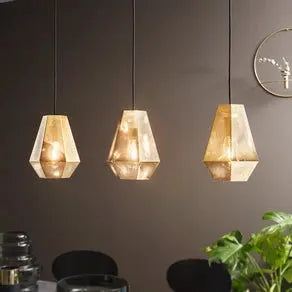 Chiavica hanging light, brass, 3-bulb