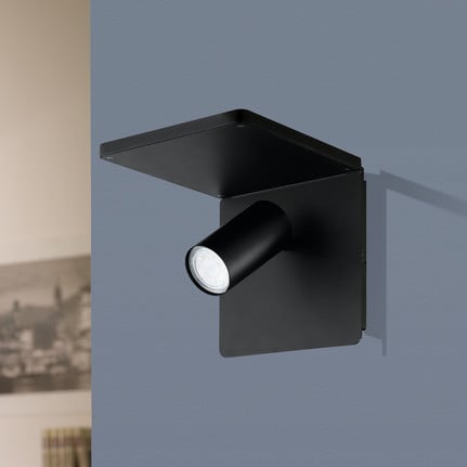 Ciglie LED wall spotlight, black, QI charging