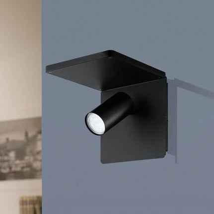 Ciglie LED wall spotlight, black, QI charging