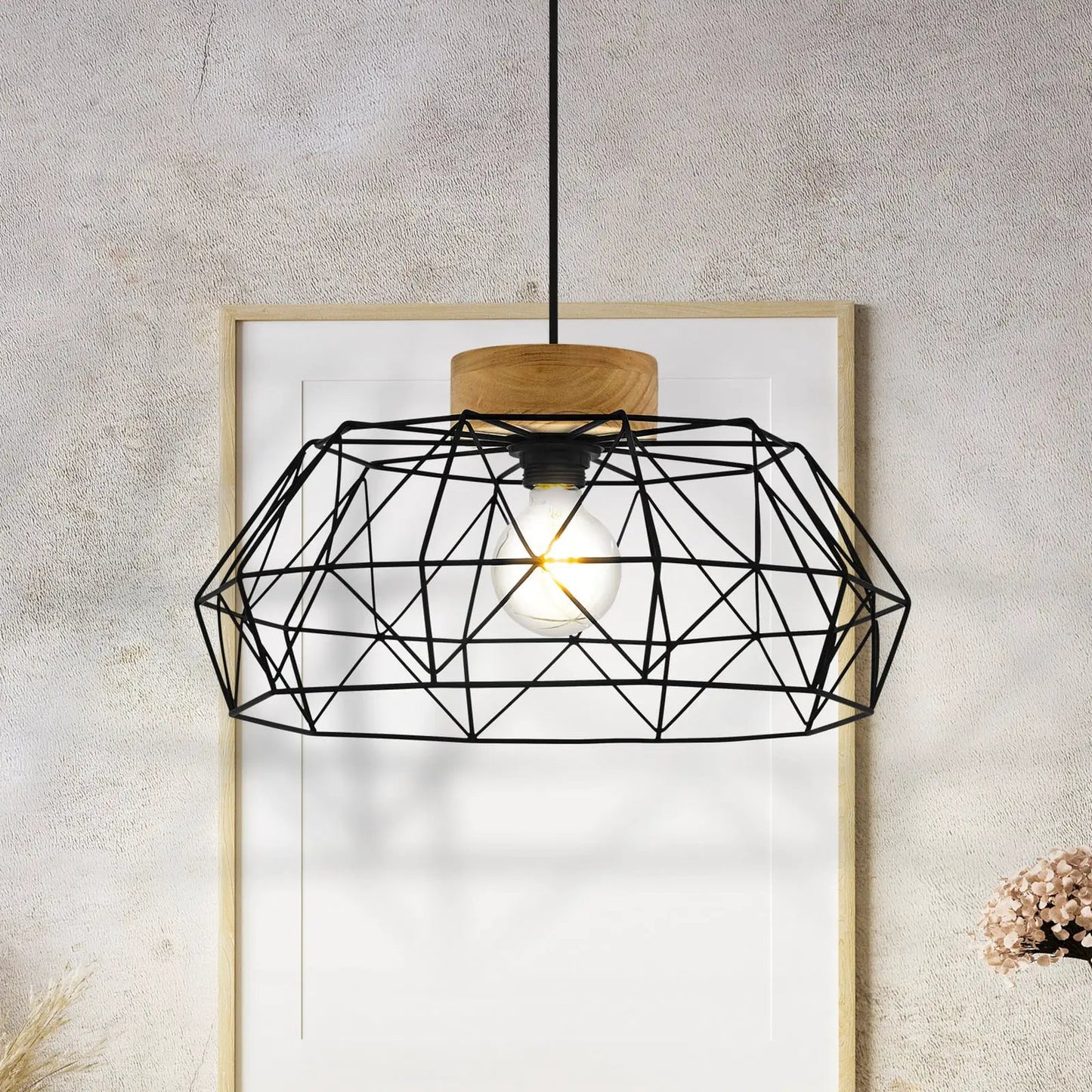 Padstowith hanging light, cage, wooden detail