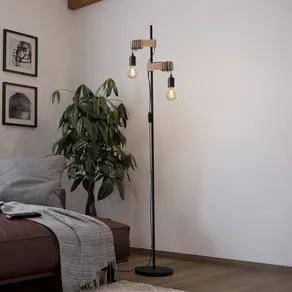 Townshend floor lamp 2-bulb black/light wood