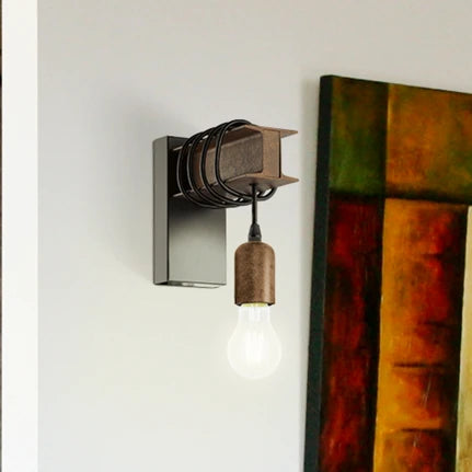 Townshend wall light in steel, brown