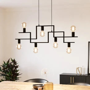 Fembard hanging light in steel, 7-bulb
