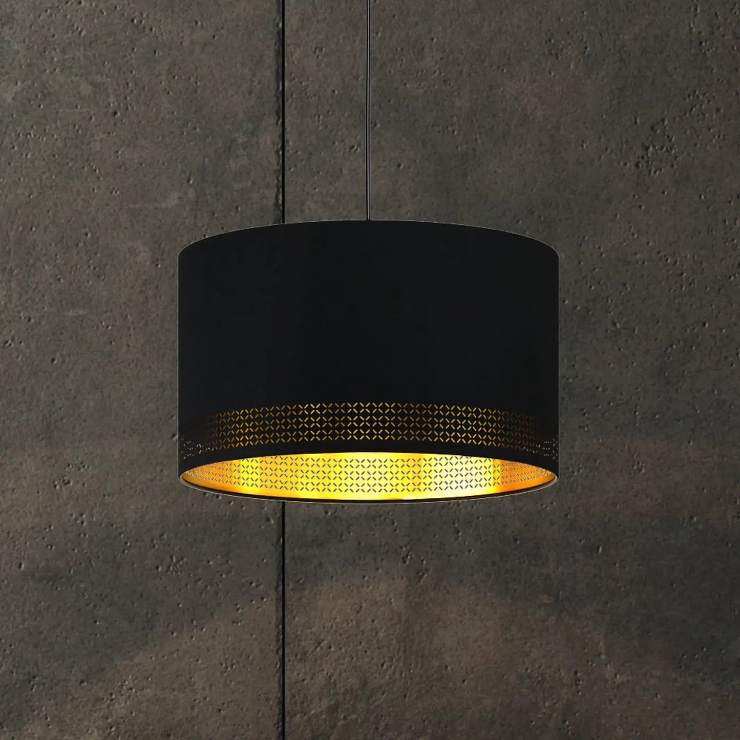 Esteperra pendant light, black/gold, Ø 38 cm