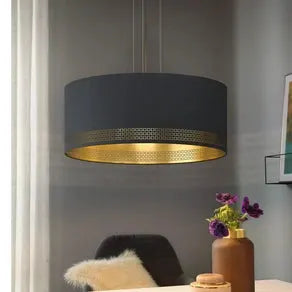 Esteperra pendant light, black/gold, Ø 53 cm