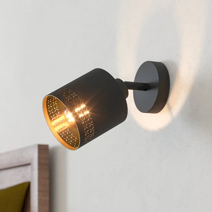 Esteperra wall spotlight, black/gold, 1-bulb