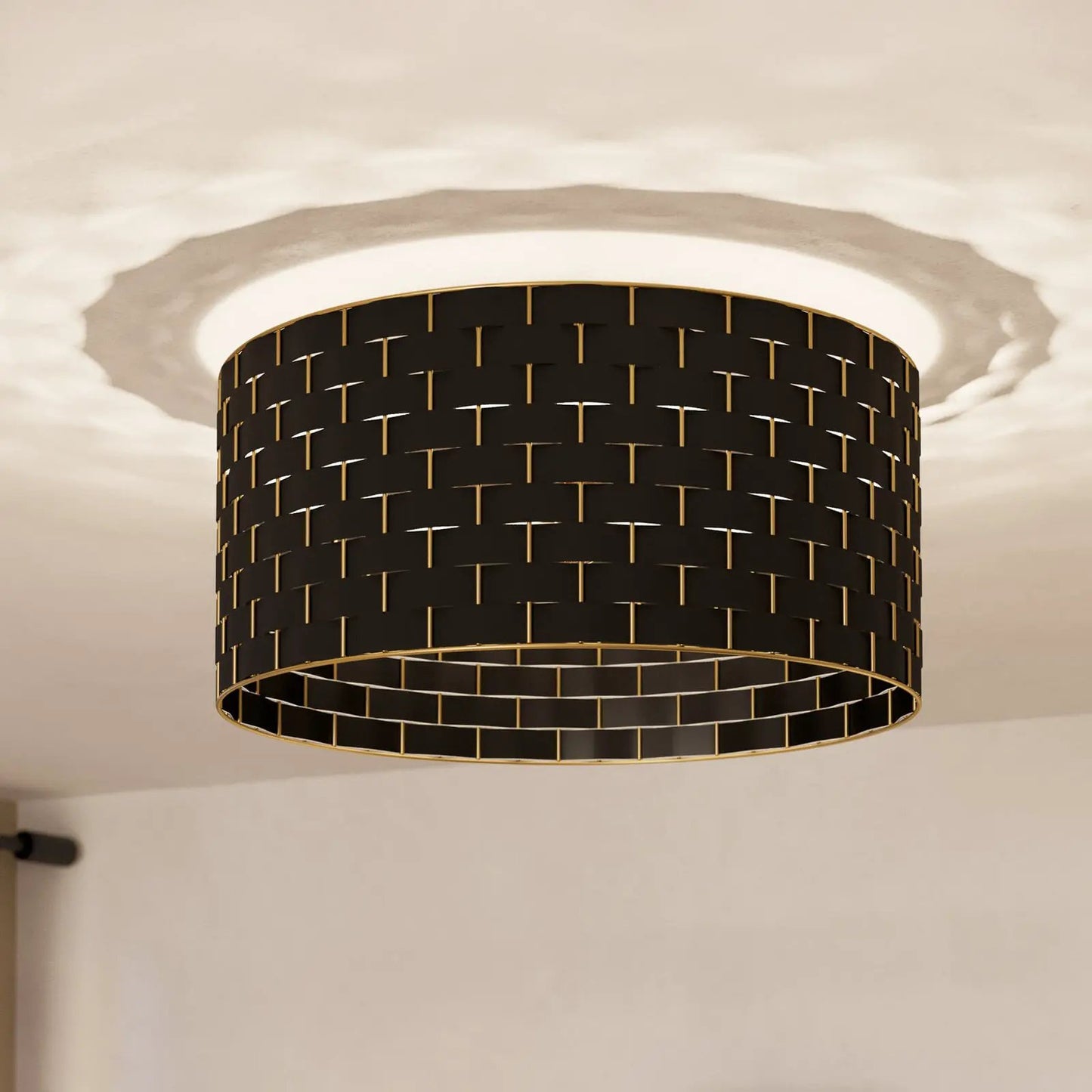 Marasales ceiling light, textile black/brass