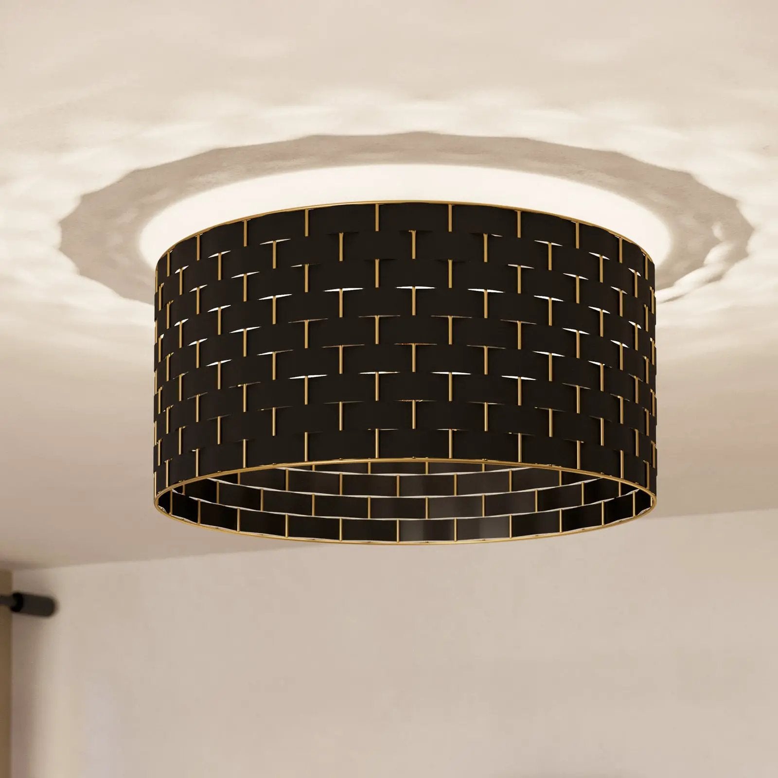 Marasales ceiling light, textile black/brass