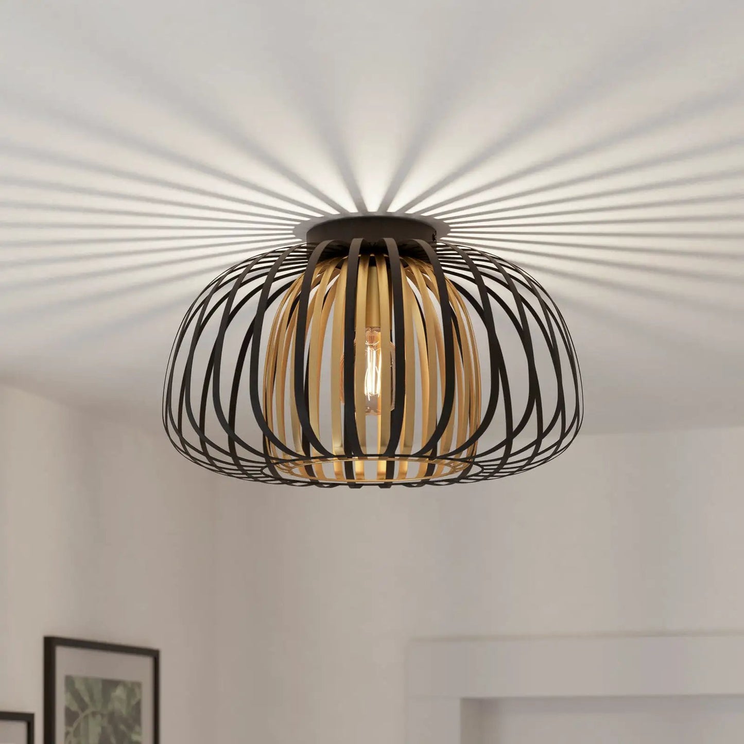 Encinitos ceiling light, black/brass