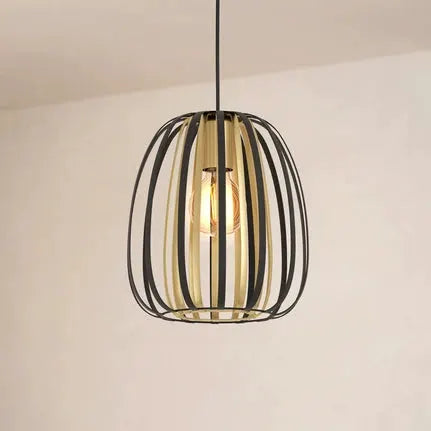 Encinitos pendant light, black/brass, Ø 25.5 cm