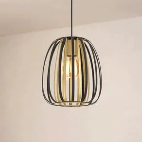 Encinitos pendant light, black/brass, Ø 25.5 cm