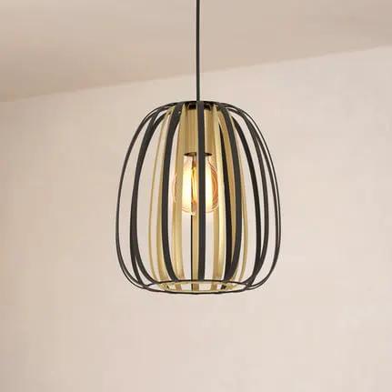 Encinitos pendant light, black/brass, Ø 25.5 cm