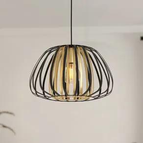 Encinitos pendant light, black/brass, Ø 37.5 cm