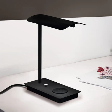 Arenaza LED table lamp, dimmer, QI, black