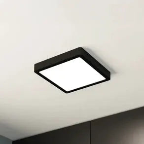 LED ceiling lamp Fueva 5, IP20 black 21x21cm