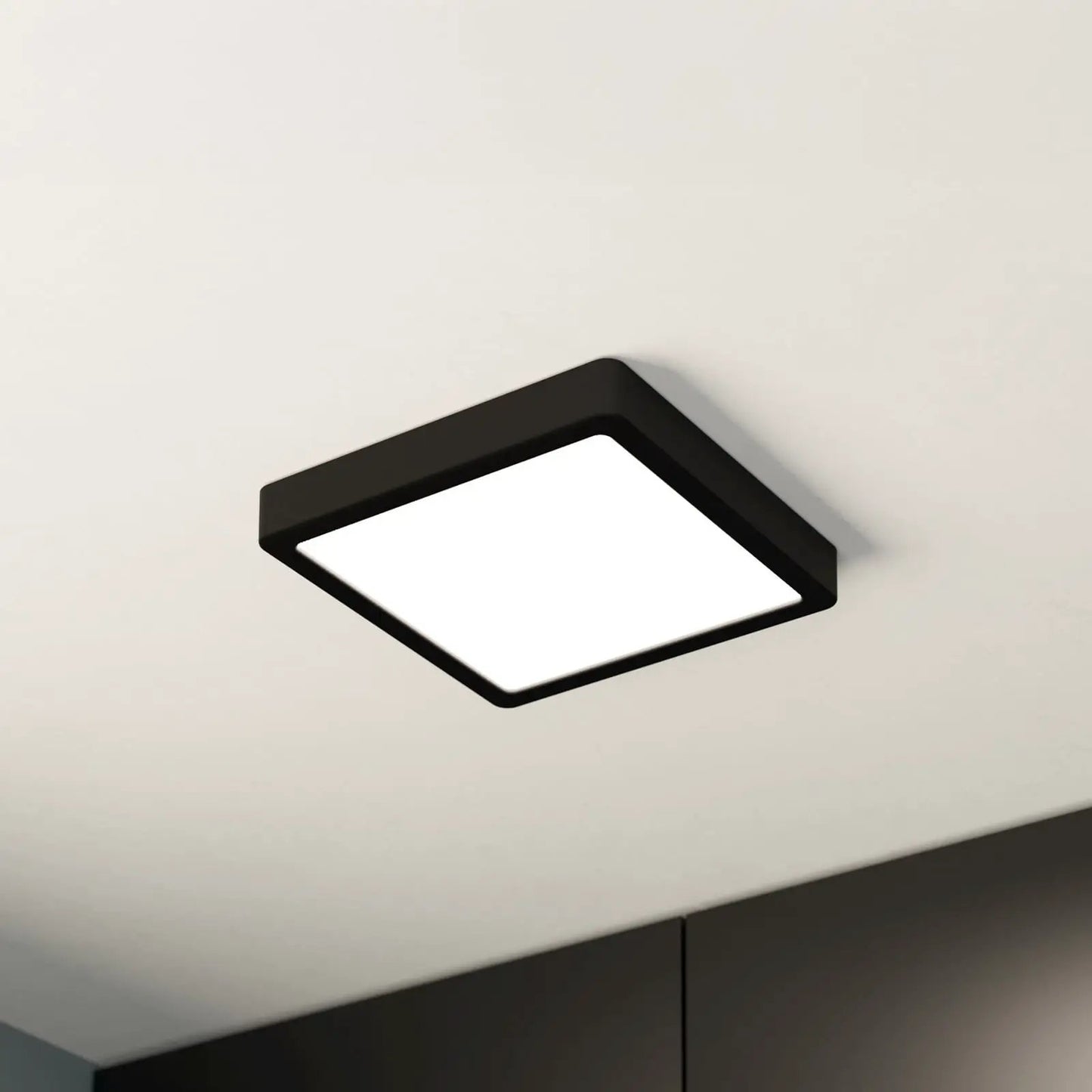 LED ceiling lamp Fueva 5, IP20 black 21x21cm