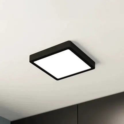 LED ceiling lamp Fueva 5, IP20 black 21x21cm