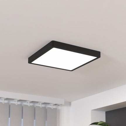 Fueva 5 LED ceiling lamp, IP20, black, 28.5 x 28.5 cm