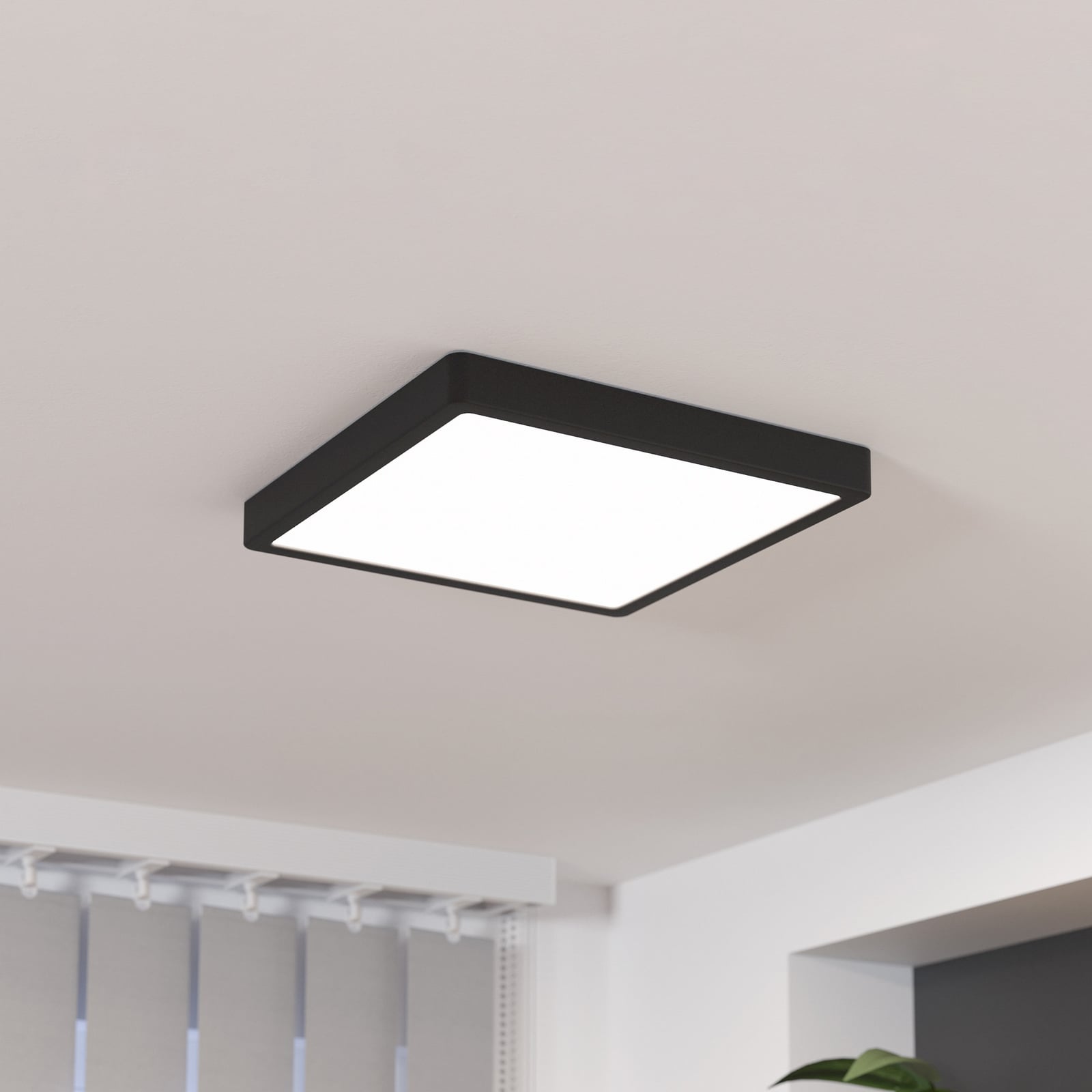 Fueva 5 LED ceiling lamp, IP20, black, 28.5 x 28.5 cm