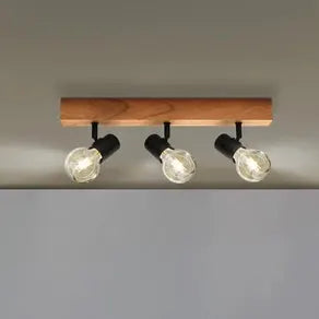 Townshend ceiling lamp 3 made of wood 3-bulb black