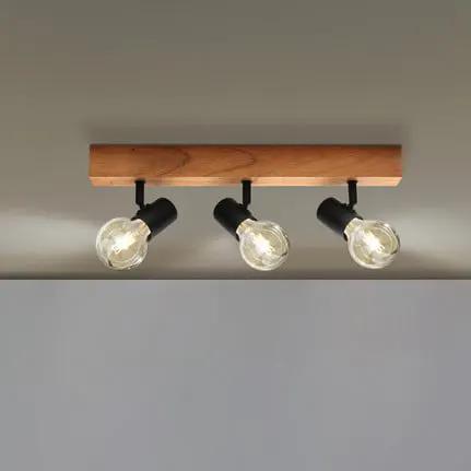 Townshend ceiling lamp 3 made of wood 3-bulb black