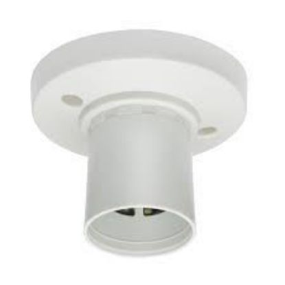 White BC batten lamp holder with three terminals for ceiling light fitting