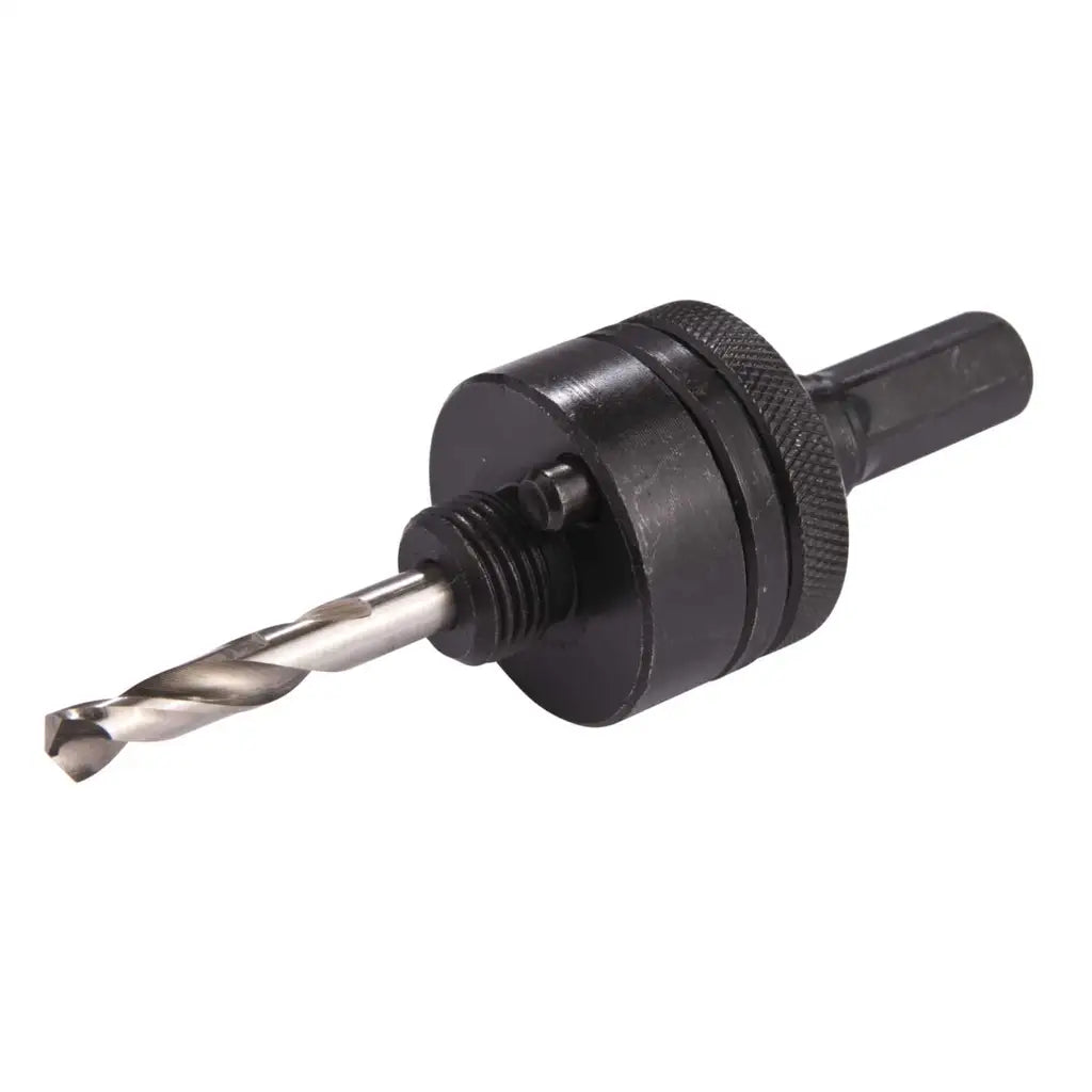 Metal hole saw drill bit arbor with pilot drill for electrical installation