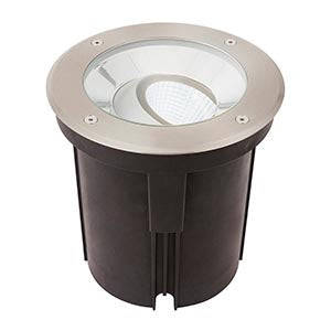 LED ground recessed outdoor floodlight with stainless steel trim for landscape lighting