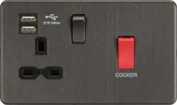 ml smoked bronze Screwless 45A DP Switch & 13A Switched Socket with Dual USB Charger 2.4A - Smoked Bronze - Electrical ml smoked bronze Screwless 45A DP Switch & 13A Switched Socket with Dual USB Charger 2.4A - Smoked Bronze Electrical