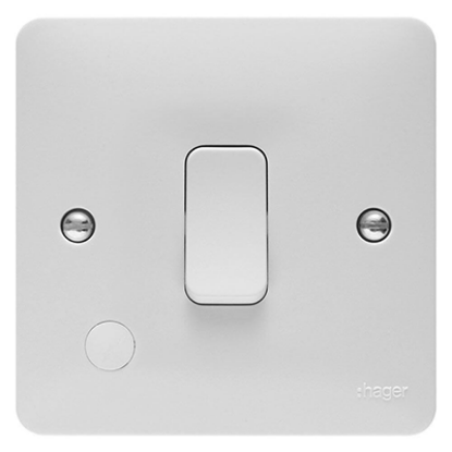 White double pole switch with flex outlet, suitable for UK electrical wiring installations