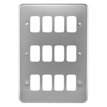 12-gang metalclad front plate for switches or sockets, durable and silver finish