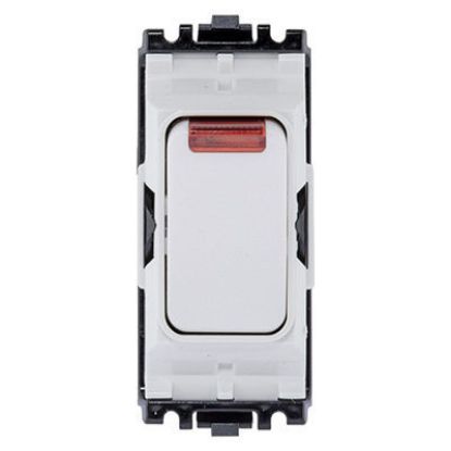 20A double pole 1 way grid switch with neon indicator, white electrical light switch