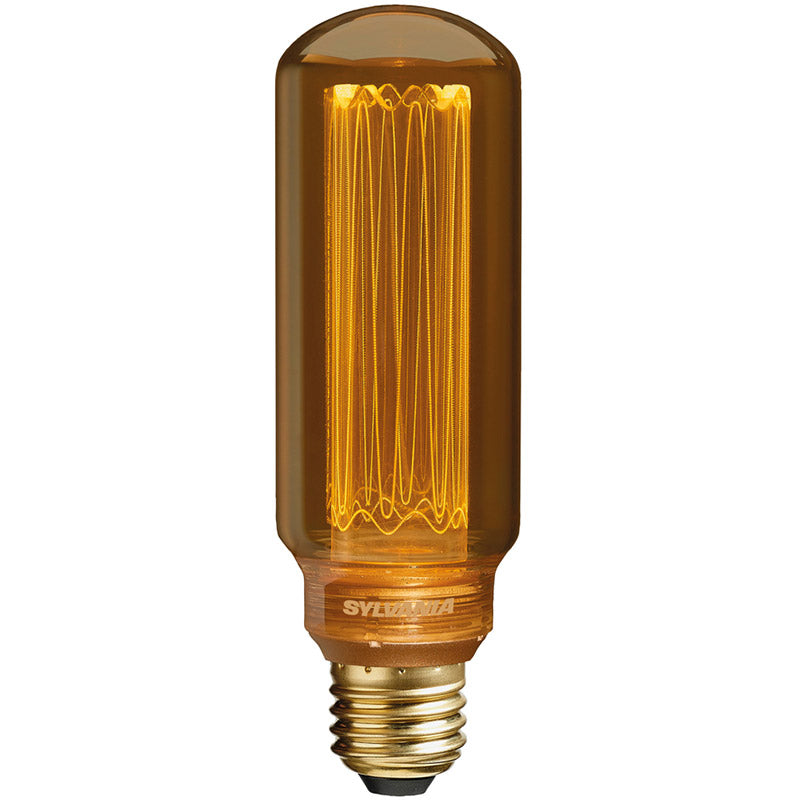 LED vintage filament light bulb with amber glass and E27 screw base
